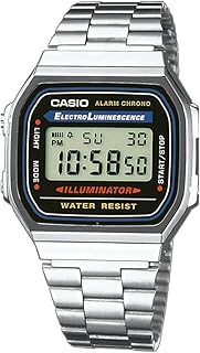 Casio Unisex-Uhr Digital mit Edelstahlarmband – A168WA