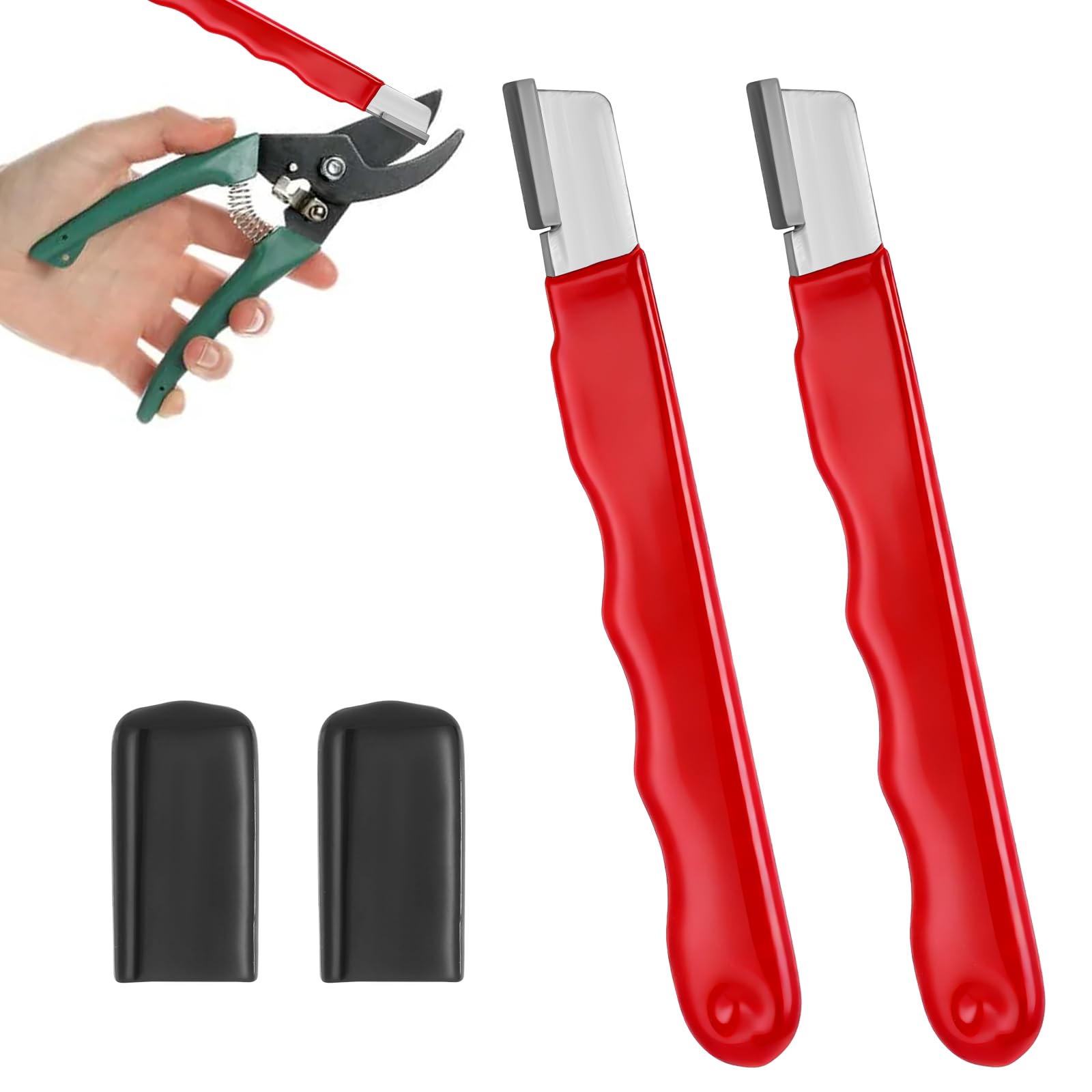 2 Pack Garden Tool Sharpener, Pruning Shears Blade Sharpener Portable Multi Func