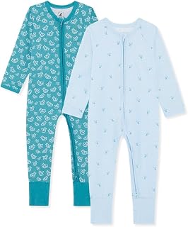Bramble & Bear 2 Pack Toddler & Baby Sleepsuits Soft Cotton Zip Baby Grows