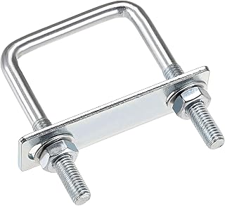 Square U-Bolt 2" (50mm) Inner Width Carbon Steel M8 with Nuts, Frame Plate, Round Washers