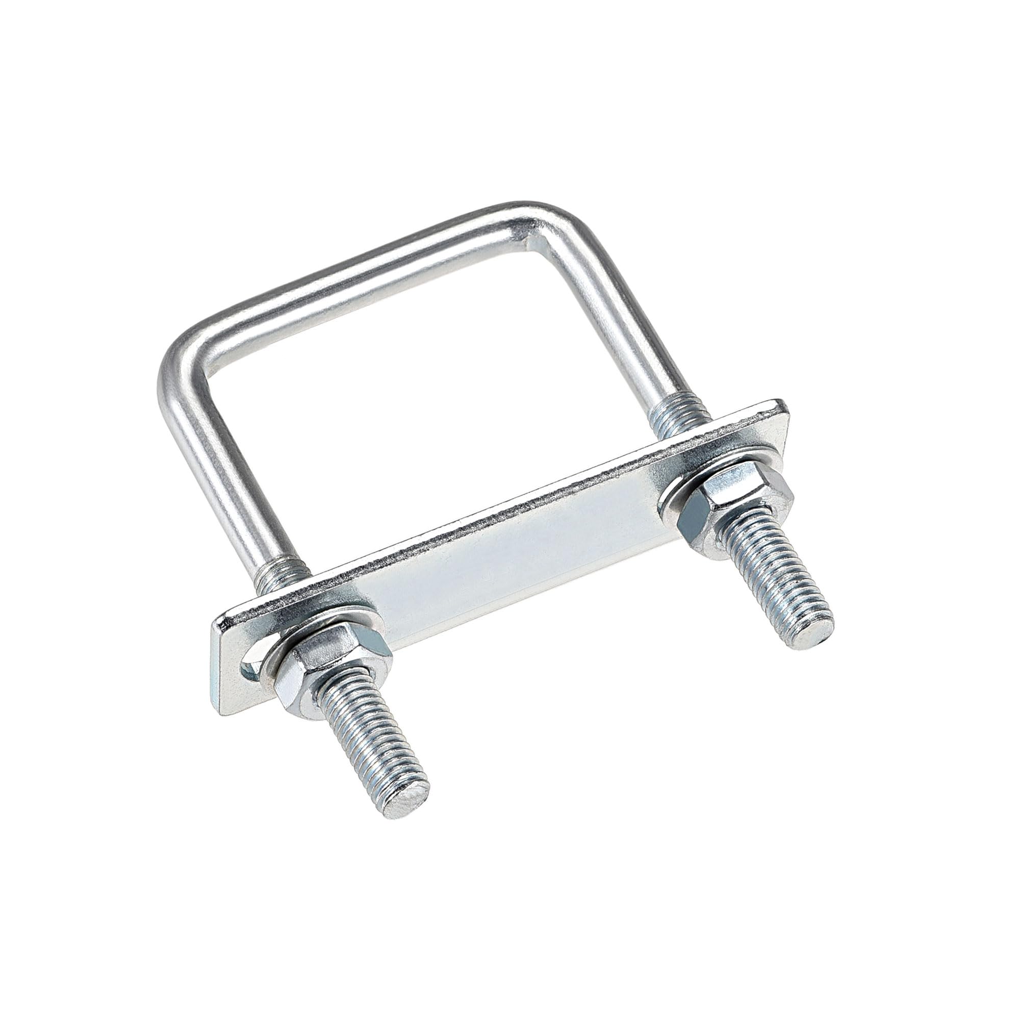 Square U-Bolt 2" (50mm) Inner Width Carbon Steel M8 with Nuts, Frame Plate, Roun