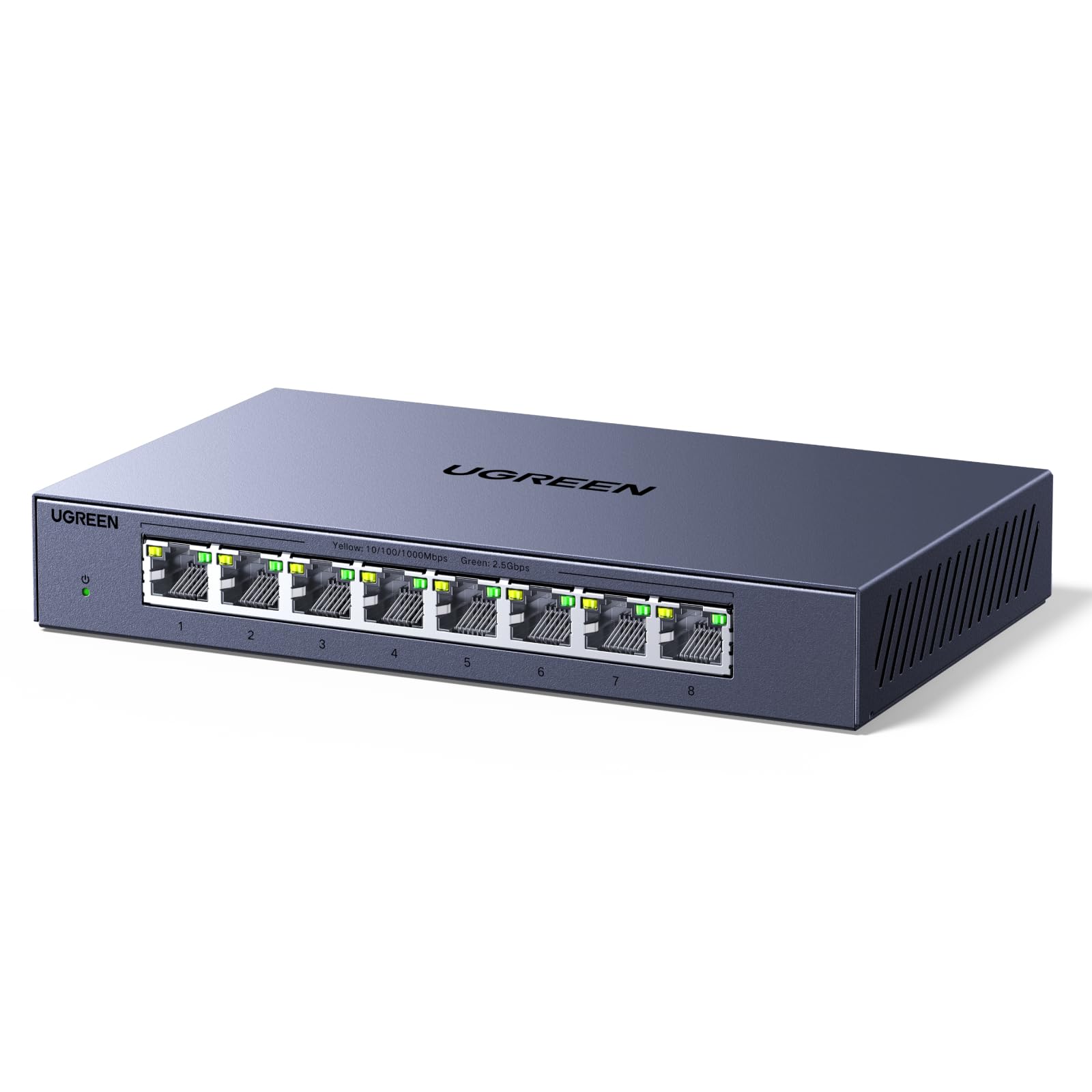 UGREEN 8 Port 2.5Gbps Unmanaged Network Switch Hub | Metal Case, Ethernet Splitt