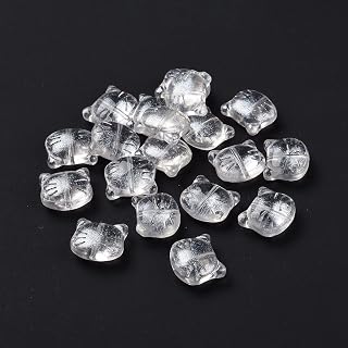 20pcs Cat Glass Beads Perforated Top Mini Cat Animals Loose Spacer Beads for DIY Bracelet Earrings Jewelry Making Supplies, 12.5 x