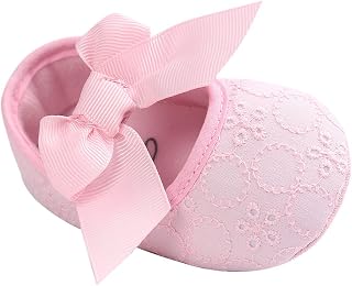 LACOFIA Baby Girls Christening Shoes Infant Crib Shoes Anti-Slip Soft Sole Prewalkers