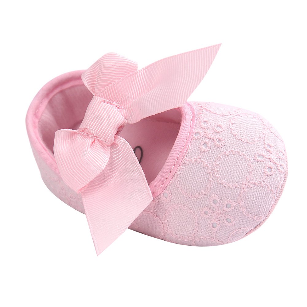 LACOFIA Baby Girls Christening Shoes Infant Crib Shoes Anti-Slip Soft Sole Prewa