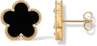 PAVOI 14K Gold Plated Clover Earrings for Women - Gemstone Clover Studs