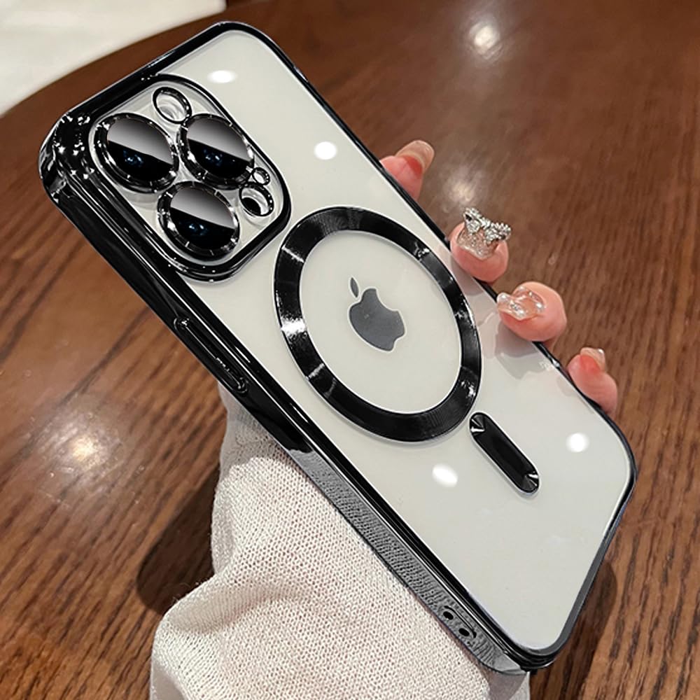 Custodia magnetica per iPhone 16 Pro, trasparente, compatibile con MagSafe, prot
