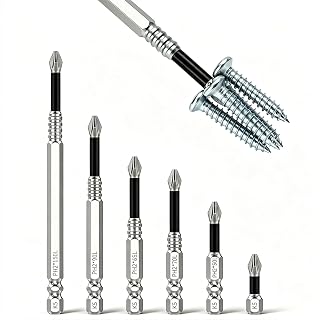 Magnetic Screwdriver Bit Set 6 Pieces Magnetic Screwdriver Bits Magnetic Durability Non-Slip Electric Screwdriver Bits with Magnetic Screwdriver Bits 25mm 50mm 65mm 70mm 90mm 150mm
