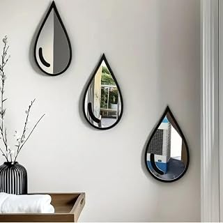 3-6 Pieces Teardrop Shape Acrylic Mirror Wall Stickers Self Adhesive DIY Wall Stickers for Home Sofa TV Background Decoration 15x9cm (3pcs)