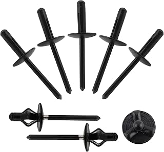 3/16"x5/8"Black Large Head Tri-Fold Rivets-110Pcs, Exploding Aluminum Rivet | Waterproof Marine Tri-Grip Rivets for Boat, Kayak,pop, Canoe, Plastic, Fiberglass & Soft Metal