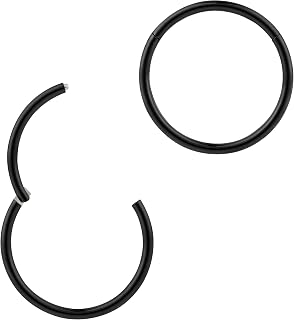 2pcs 316L Surgical Steel 18G (standard fit) Hinged Segment Ring Hoop – Hypoallergenic Septum Nose Lip Tragus Helix Earring Body Piercing Jewellery, 6mm-10mm