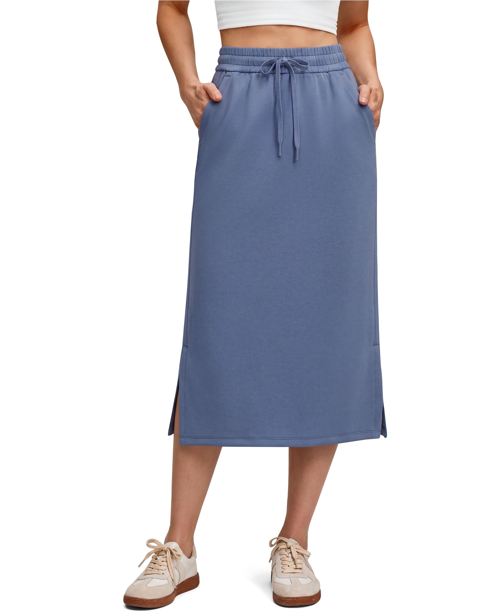 G4Free Smoofit Maxi Skirt Women Modal Soft Drawstring Skirts with 2 Pockets