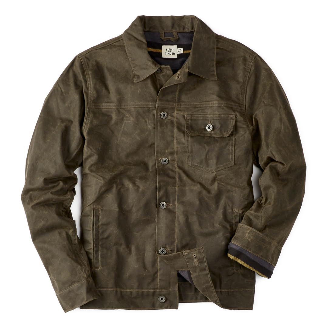 Huckberry Herren Flint And Tinder Flannel-lined Waxed Trucker Jacket Flint and T
