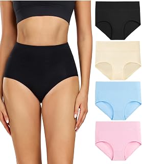wirarpa Women's Cotton Underwear, High Waist Briefs, Pack of 4