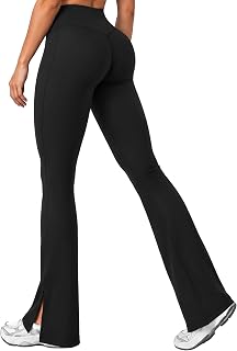 Sunzel Sunzfly Women's Bootcut High Waist Split Hem Flare Leggings Tummy Control Flare Yoga Pants