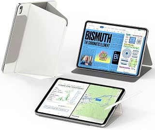 Feams for iPad Air 11 inch Case M4/M3/M2 (2026/2025/2024), iPad Air 5th/4th Gen 10.9 Inch 2022/2020, V-Fold Standing Magnetic Detachable Clear Back Case with Portrait Stand & Auto Sleep, Cream White