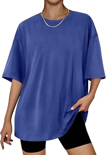Womens Oversize Loose Fit T-Shirts Plus Size Basic Gym Tops