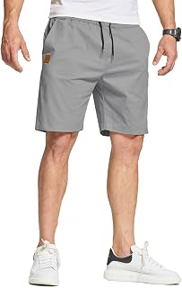 JustSun Men's Summer Shorts with Pockets Lightweight Cotton