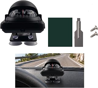Suction Cup Mount Car Compass Dashboard,Compass for Car Dashboard | Adjustable,Direction Guide,Clear Large-Font Readout Display,Easy to Install,Fit Daily Commutes &amp; Long Trip