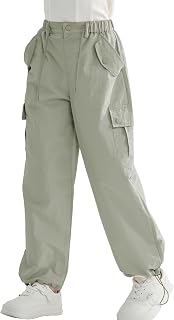 Rolanko Girls Parachute Baggy Cargo Pants Y2K Vintage Jogger Pants with Adjustable Elastic Waist for Kids