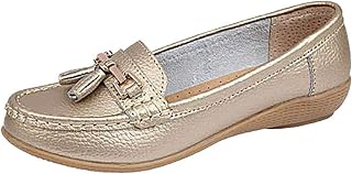 Jo & Joe Women Leather Flat Loafer Ladies Casual Comfy Slider Low Wedge Heel Work Shoes