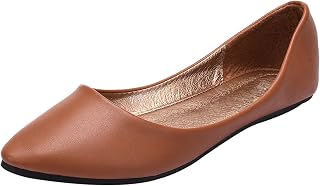 ANUFER Women's Ballet Flats Lace Toe Microfibre Leather Slip Dress Pumps Shoes