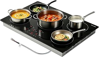 Vancepic 5 Burners Electric Cooktop, 9200W 30'' Built-in Induction Stovetop | Magnetic Cooktop, 8 Power Level, Timer, Child safety lock,Overheat Protection, Auto Shut Off, 220-240V Hard Wire, No Plug