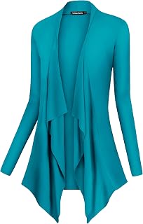 Urban CoCo Women's Drape Front Open Cardigan Long Sleeve Irregular Hem