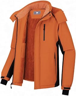 CAMEL CROWN Men's Mountain Snow Waterproof Ski Jacket Detachable Hood Windproof Fleece Parka Rain Jacket Winter Coat