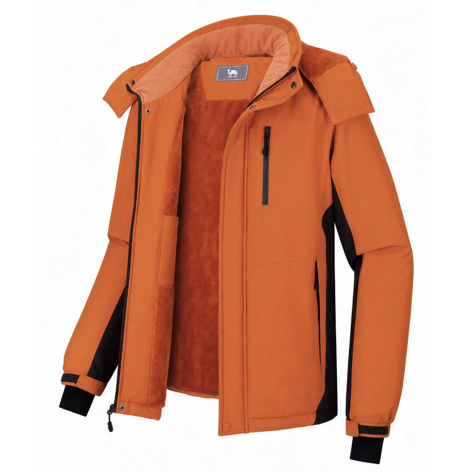 CAMEL CROWN Men's Mountain Snow Waterproof Ski Jacket Detachable Hood Windproof 