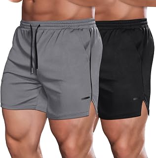 COOFANDY 2 Pack Gym Workout Shorts Quick Dry 5 Inch Lightweight Sports Shorts with Pockets