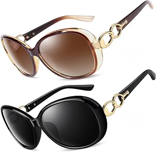 CGID Women's Polarized Retro Large Frame Designer Oversized Sunglasses UV400 Protection with Rhinestones MJ85