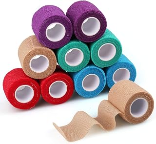 Vet Wrap for Dogs Horses Cats, Self-Adhesive Cohesive Wrap Bandage Tape by LotFancy, Elastic Non-Woven Cohesive Bandage, 10 Rolls, Assorted Colors