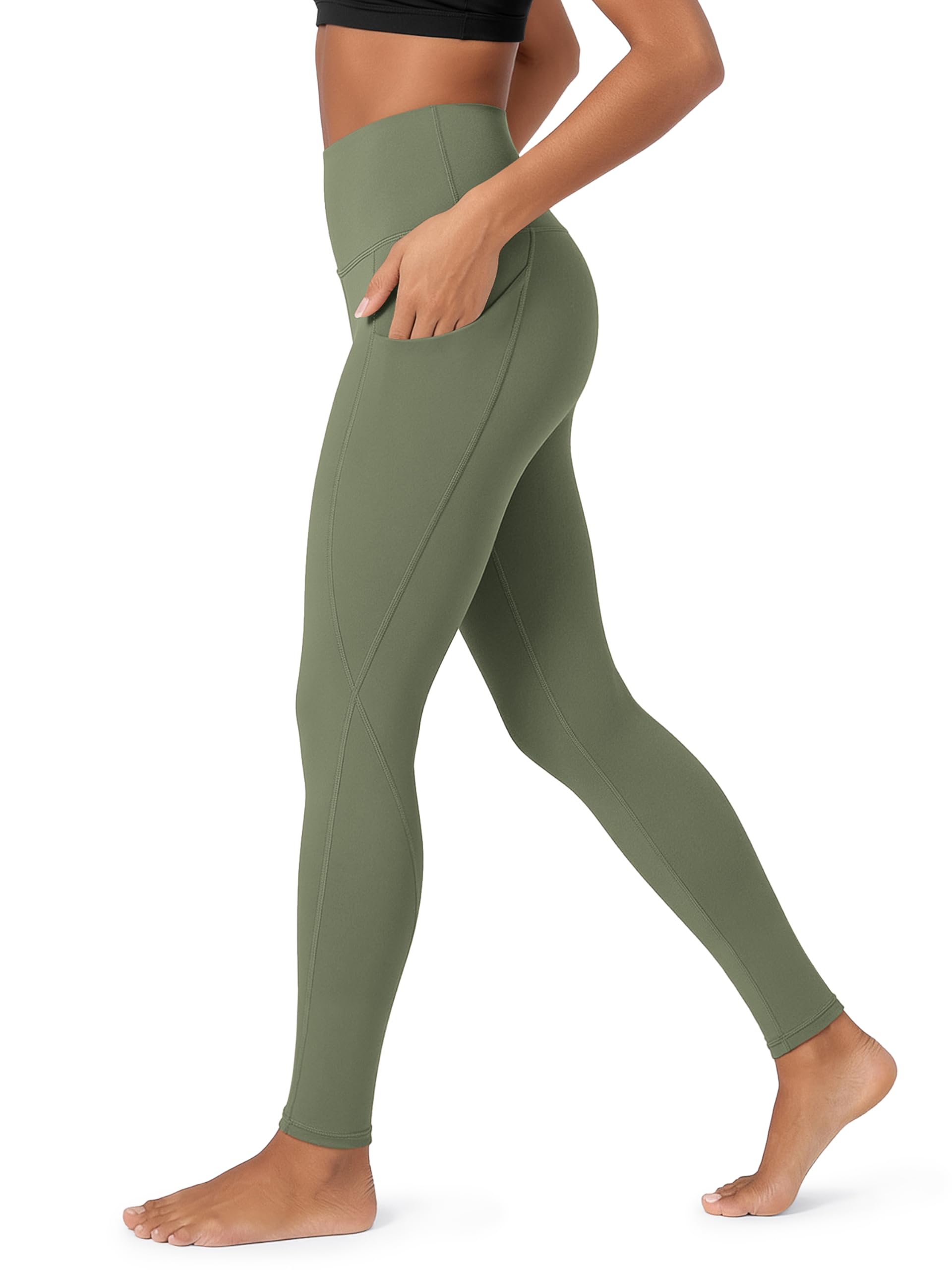 ODODOS Women's High Waisted Yoga Leggings with Pockets, Tummy Control Non See Th
