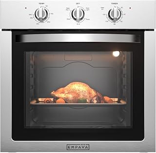 Empava Built-In Electric Single Wall Oven 24 inch, 2.5 Cu. ft. Capacity | 4 Cooking Modes, Knob Control, 2950 Watts
