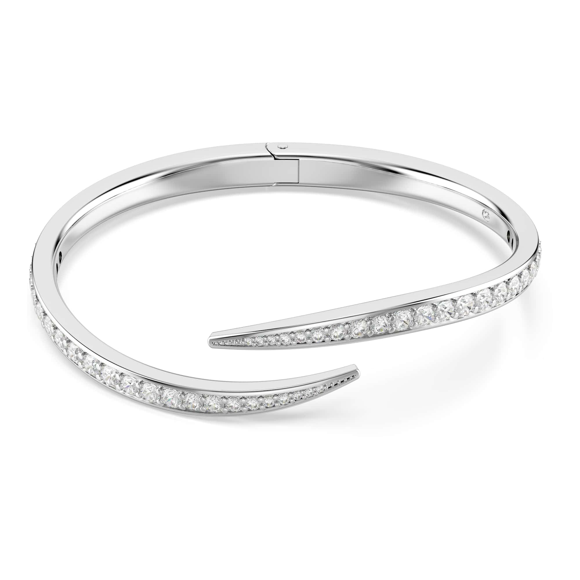 Swarovski Vienna bangle, Round cut, Swan, White, Rhodium plated