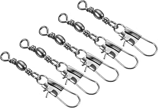 Fishing Barrel Swivels with Interlock Snap, 50pcs 11lb Carbon Steel Solid Ring Terminal Tackle for Saltwater/Freshwater Fishing, Black