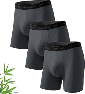 SIMIYA Bamboo Boxers Mens Soft Breathable Long Leg Anti Chafing Boxer Short