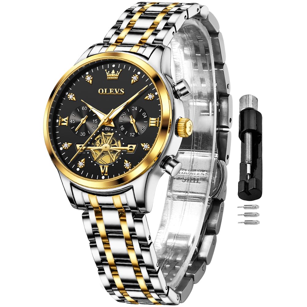 OLEVS Women Watches Business Dress Diamond Female Watches Stainless Steel Date W