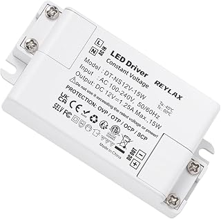 REYLAX 12V LED Driver 15W, Power Supply Unit, 240V AC to 12V DC Transformer | Constant Voltage Driver Adapter, Low Voltage Transformers for DIY Light Strips, LED Bulbs, Not Dimmable