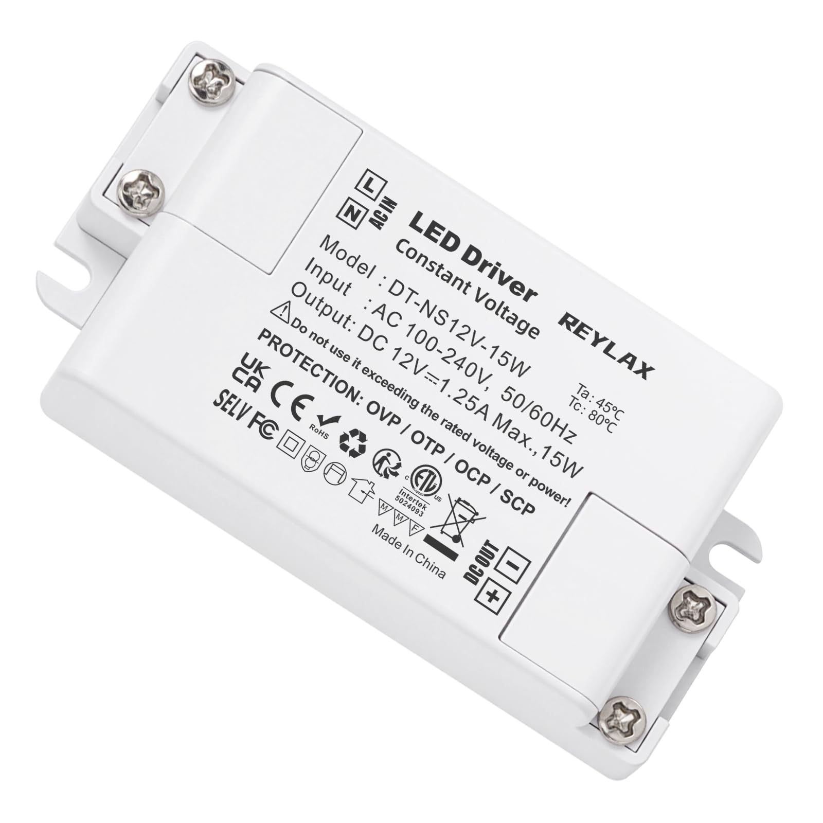 REYLAX 12V LED Driver 15W, Power Supply Unit, 240V AC to 12V DC Transformer | Co
