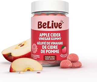 BeLive Apple Cider Vinegar Gummies - Zero Sugar ACV Gummy for Gut Health and Bloating - Supplement for Metabolism, Digestion Support, Detox & Cleansing - Apple Flavor - 60 Count - Vegan