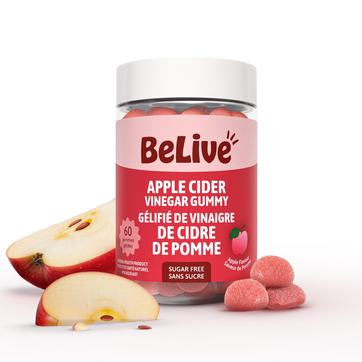 BeLive Apple Cider Vinegar Gummies - Zero Sugar ACV Gummy for Gut Health and Blo