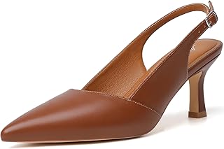 Mostrin Kitten Heels for Women with Closed Toe Back Strap Pumps for Women Wedding Party Commuter