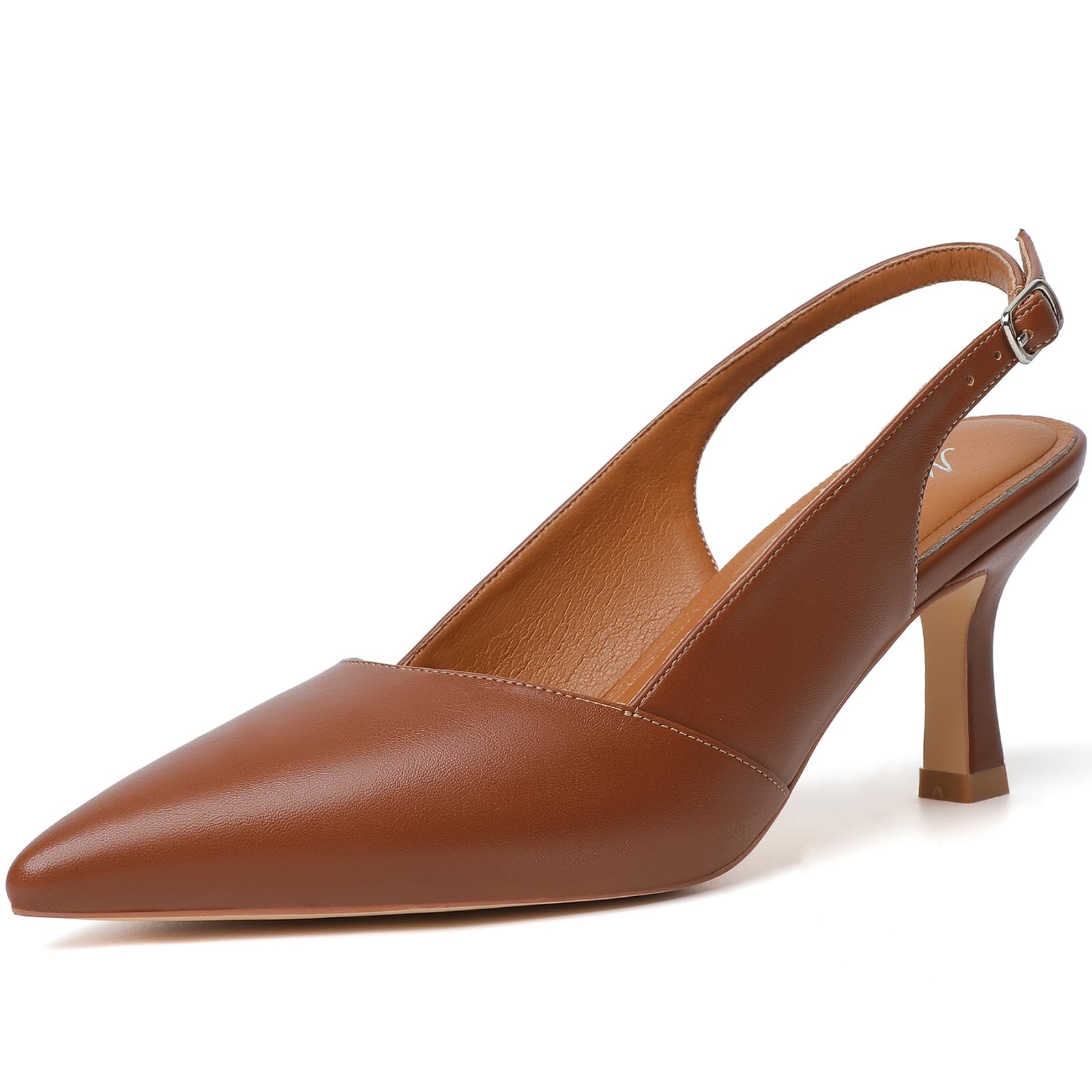 Mostrin Kitten Heels for Women with Closed Toe Back Strap Pumps for Women Weddin