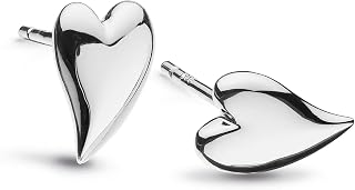 Kit Heath Desire Kiss Mini Heart Stud Earrings - Sterling Silver, Delicate & Timeless Design, Perfect for Everyday Wear- Gift for Her