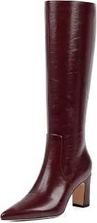 VIUGJNEX Knee High Boots Pointed Toe Chunky Heel Tall Boots for Women