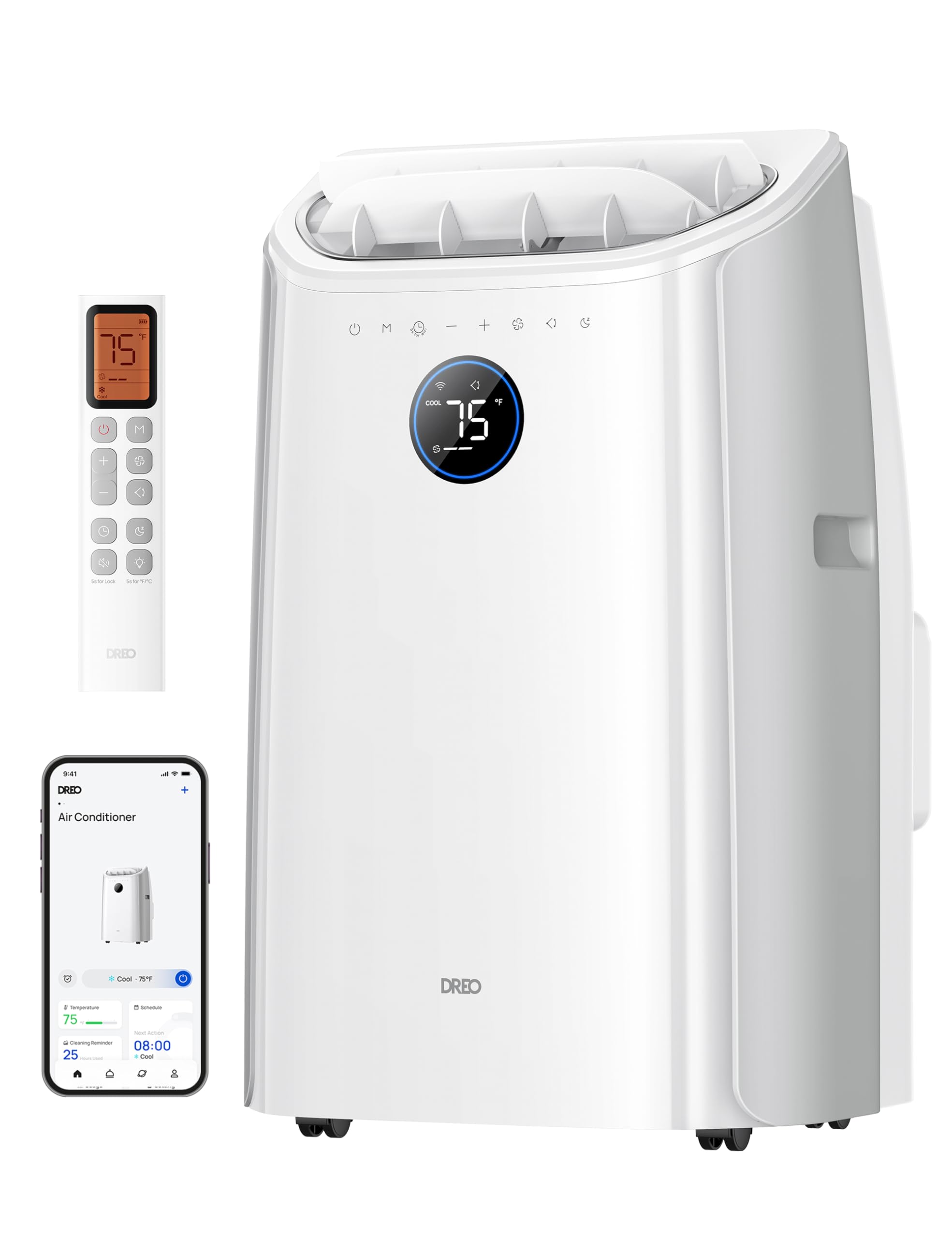DREO Portable Air Conditioner 515S, 12000 BTU ASHRAE (8000 BTU DOE) Smart AC Uni