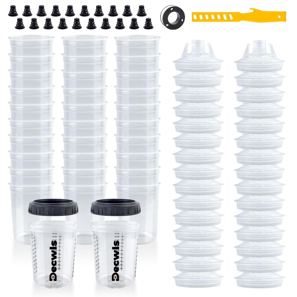 Decwls 6 oz Disposable Paint Cups, 50 Mini Paint Cups with Lids and Liners | 125