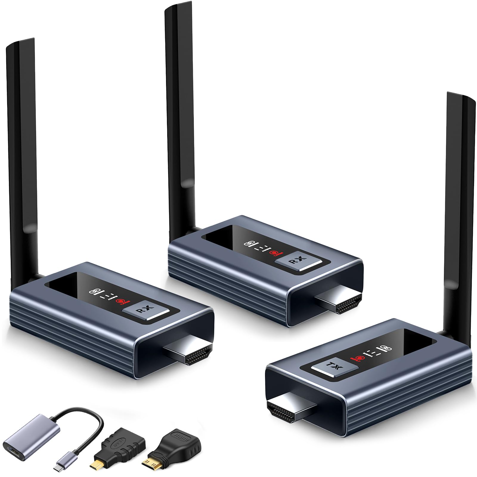 Lielyhod Upgraded Wireless HDMI Transmitter and 2 Receivers with LED Screen, Up 